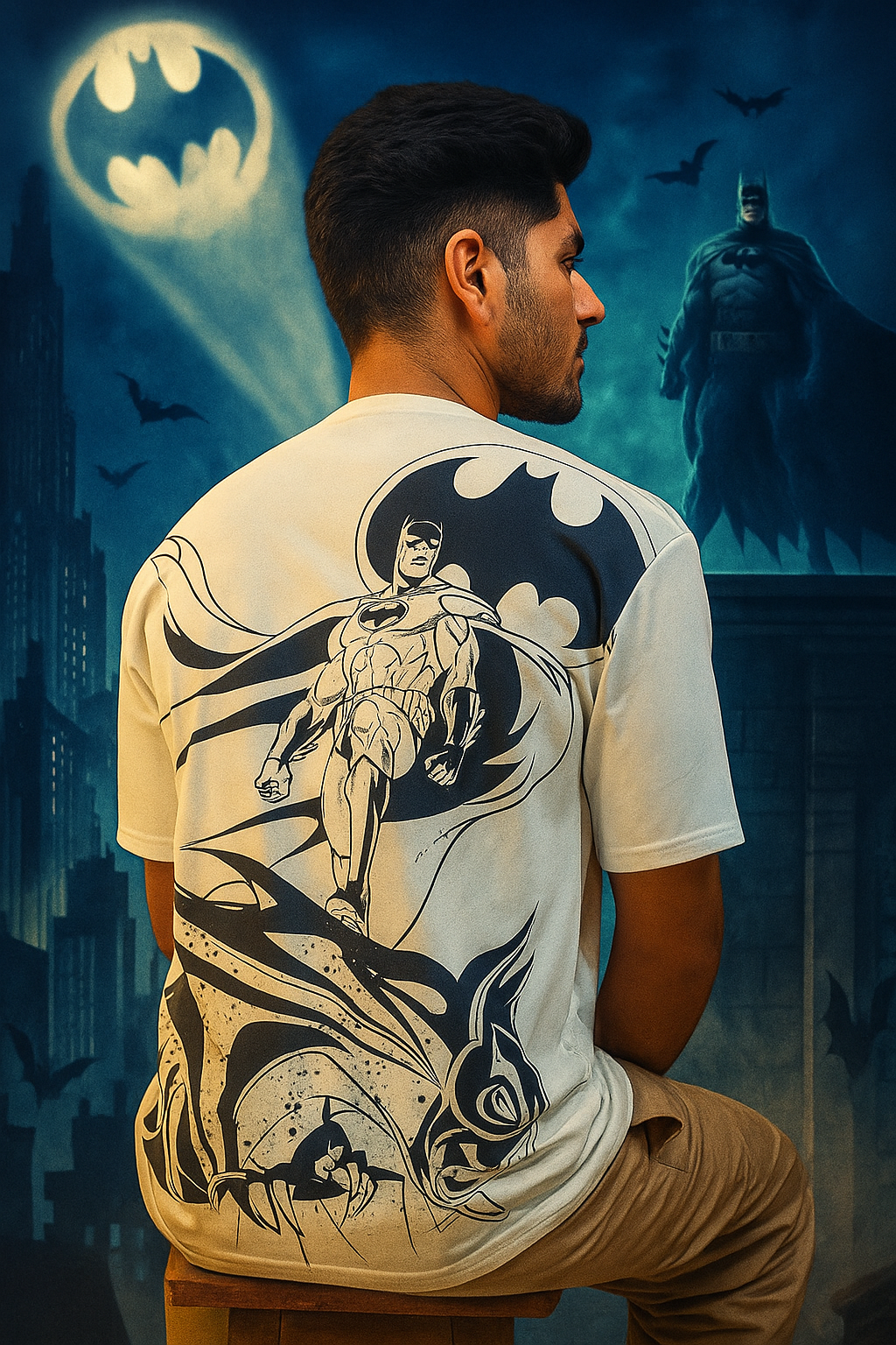 Batman Oversized T-shirt White 220 GSM | Cotton