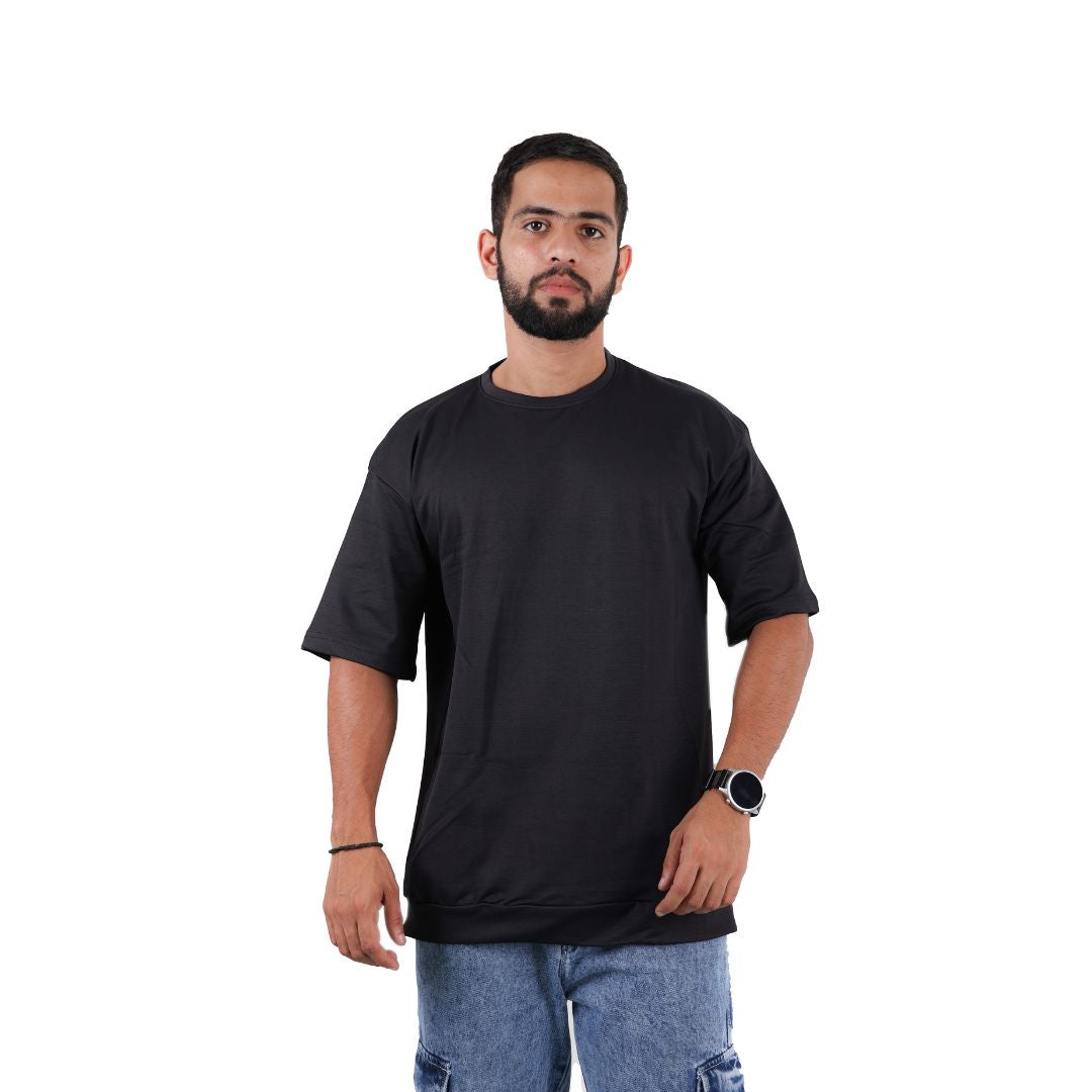 Men Solid Oversized T-shirt Black