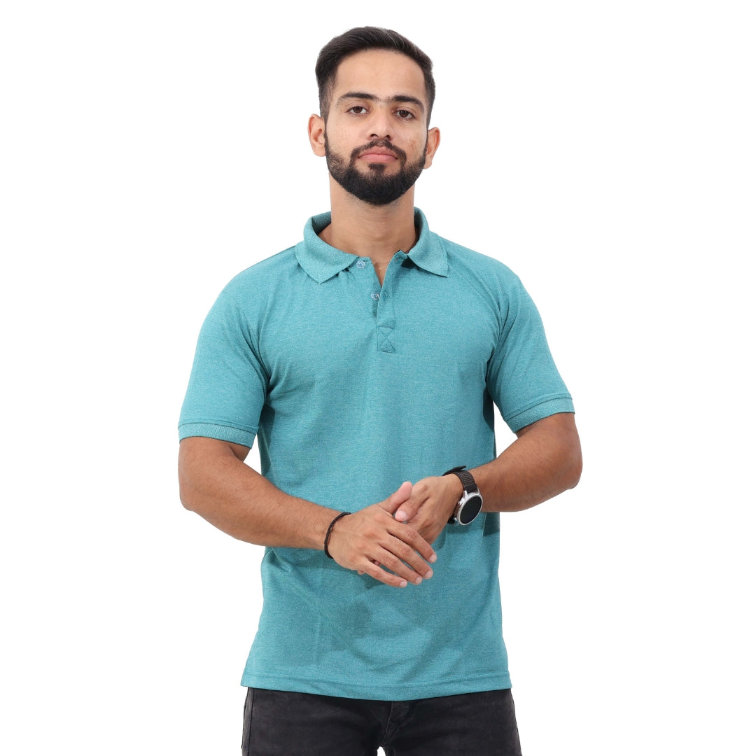 Men Polo T-Shirt Half Sleeves Greenish Blue