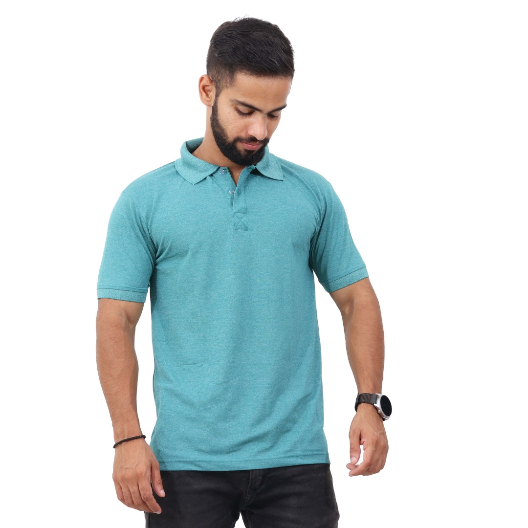 Men Polo T-Shirt Half Sleeves Greenish Blue