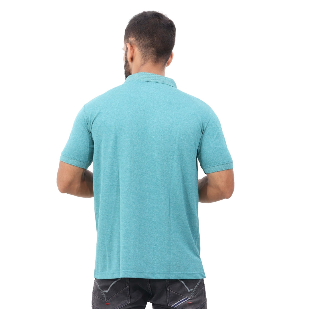 Men Polo T-Shirt Half Sleeves Greenish Blue