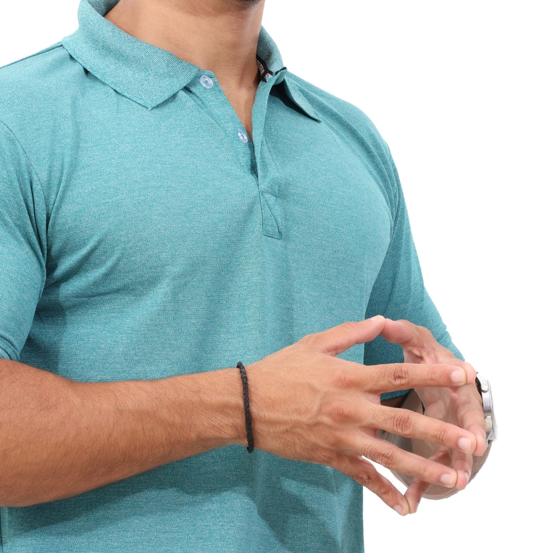 Men Polo T-Shirt Half Sleeves Greenish Blue