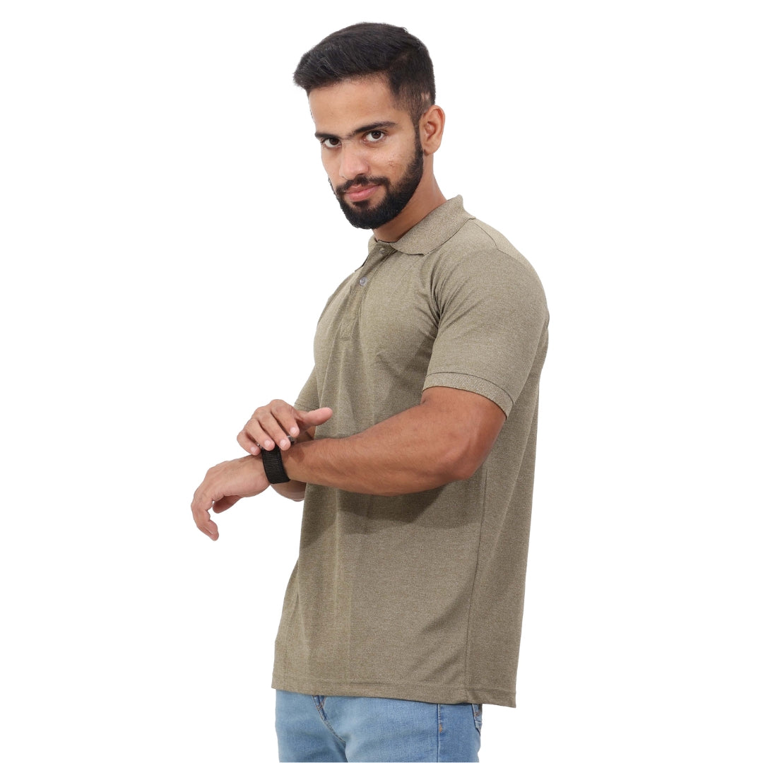 Men Polo T-Shirt Half Sleeves Brown