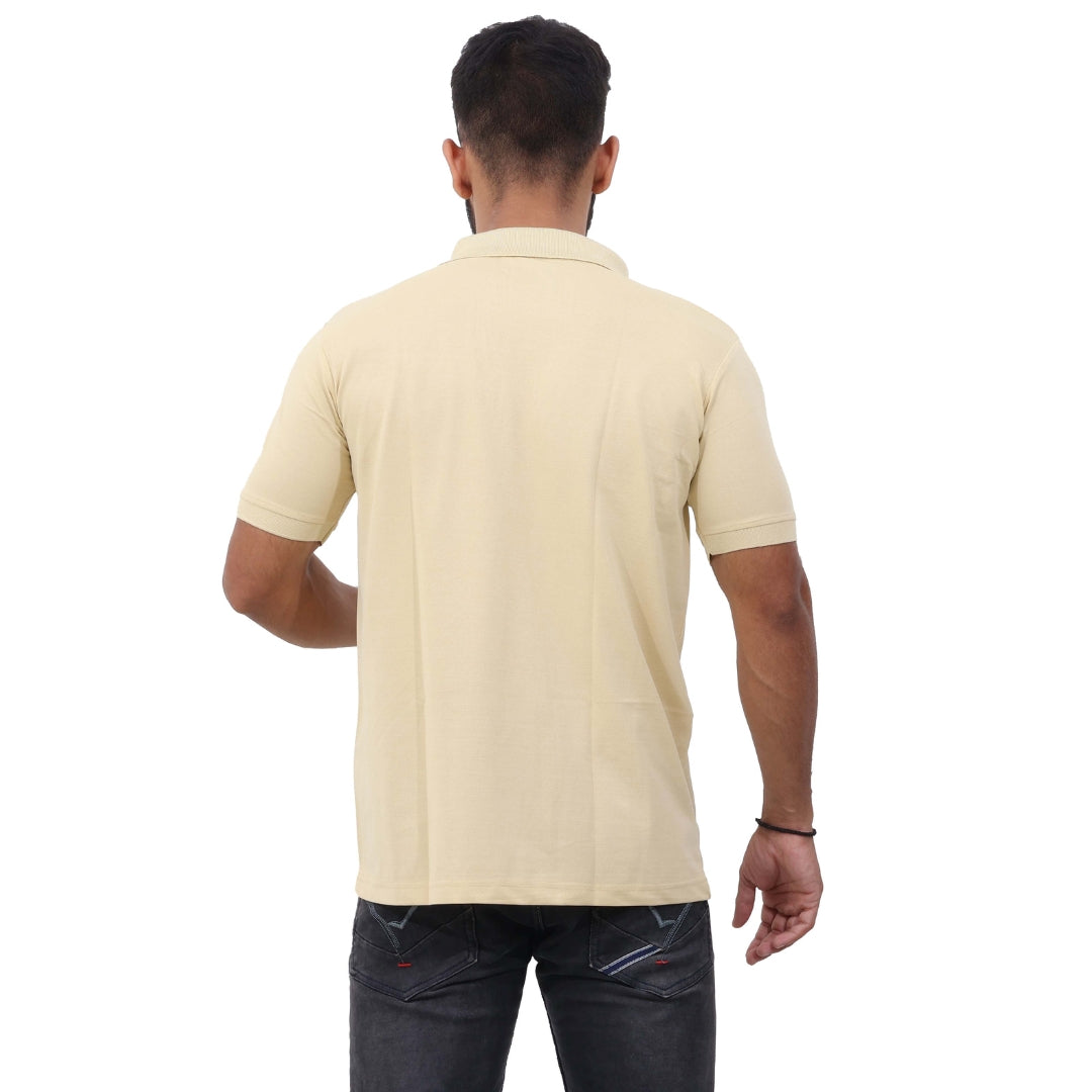 Men Polo T-Shirt Half Sleeves Beige