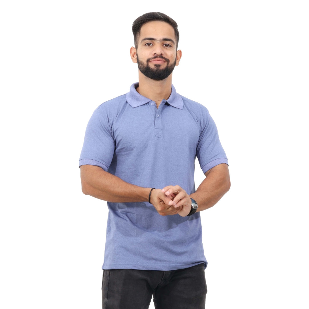 Men Polo T-Shirt Half Sleeves Blue