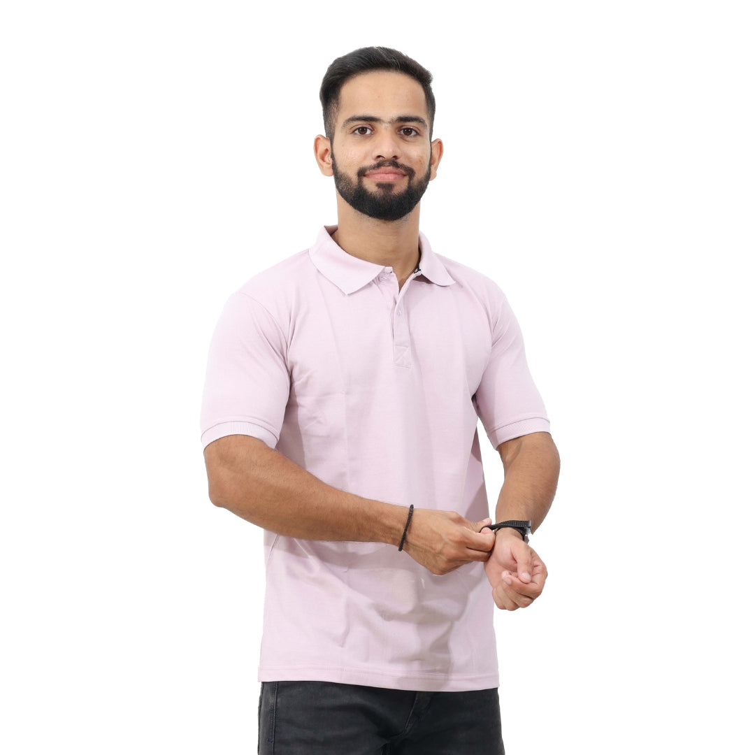 Men Polo T-Shirt Half Sleeves Lavendar