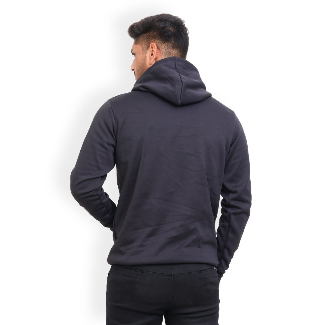 Men Solid Regular Fit Hoodie Black