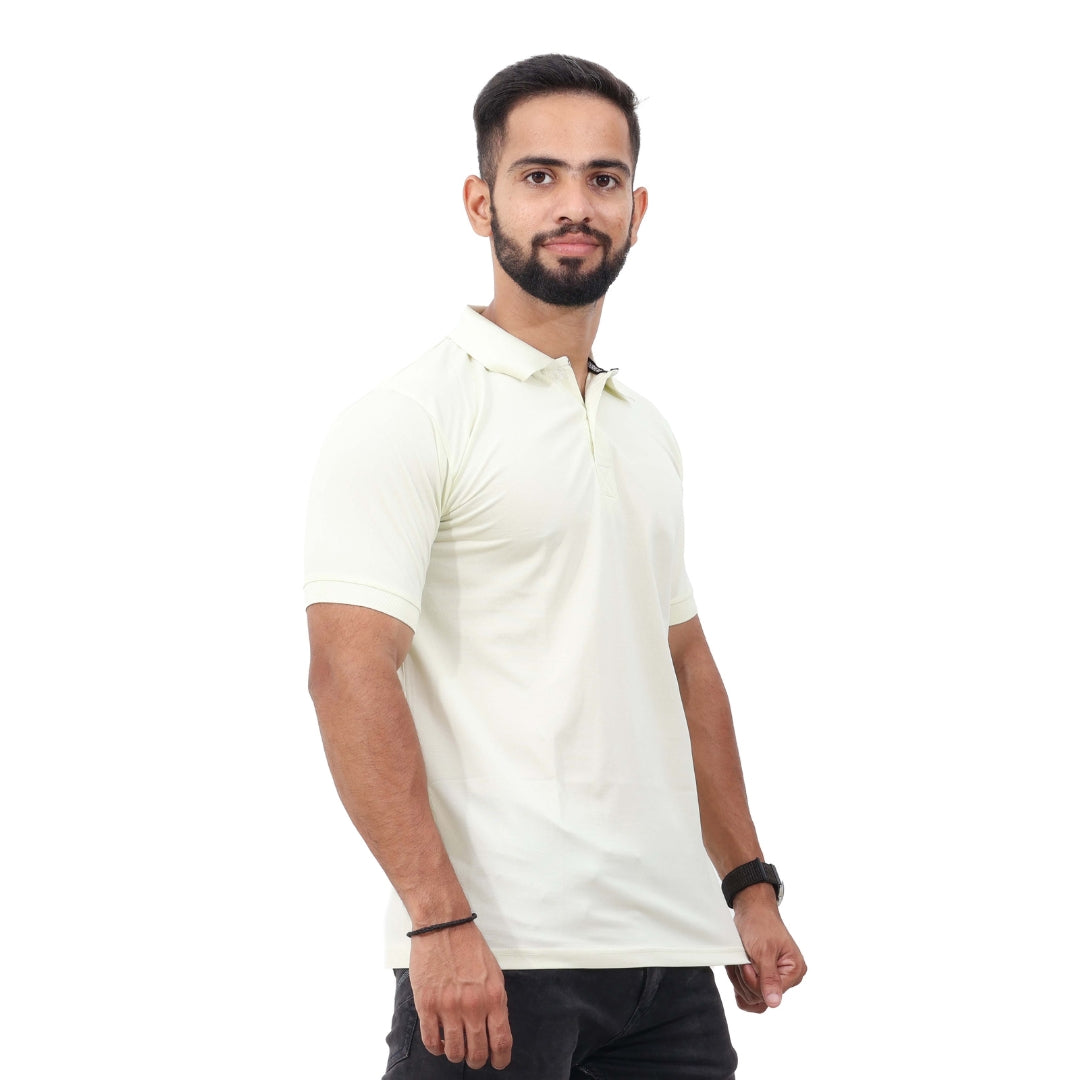 Men Polo T-Shirt Half Sleeves Lemon