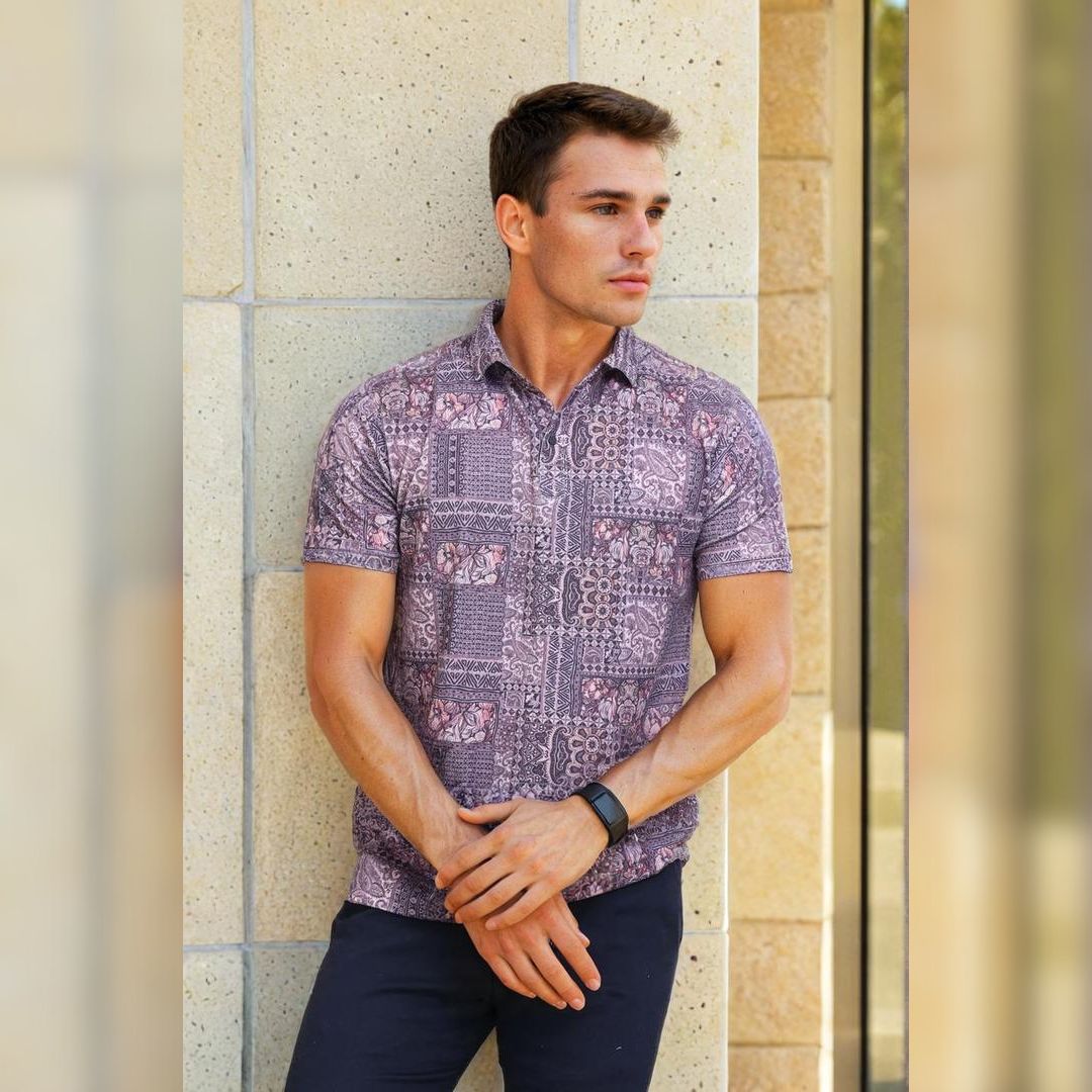 Printed 3 Button Polo T-shirt for Men