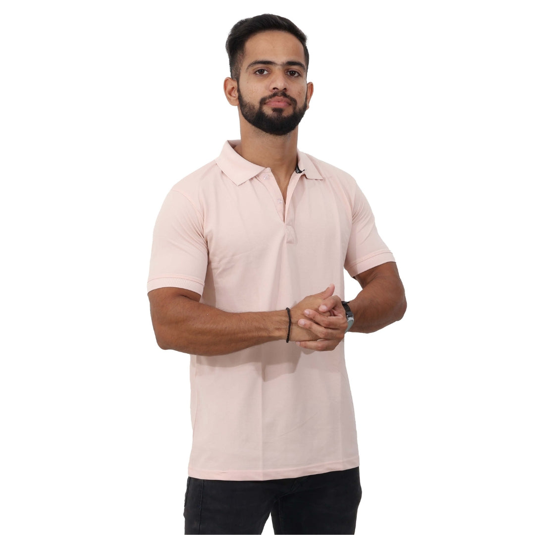 Men Polo T-Shirt Half Sleeves Pink