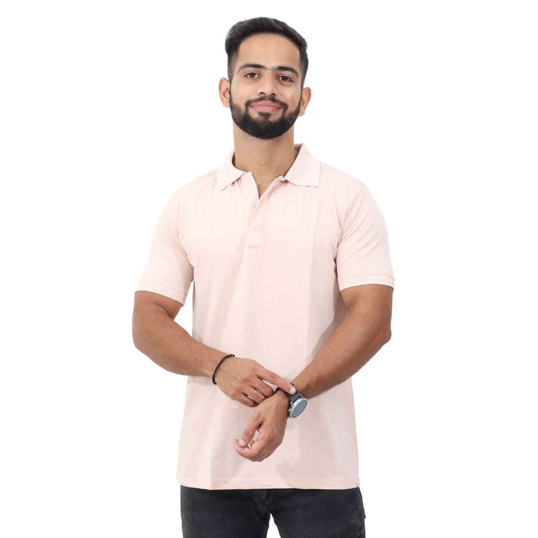 Men Polo T-Shirt Half Sleeves Pink