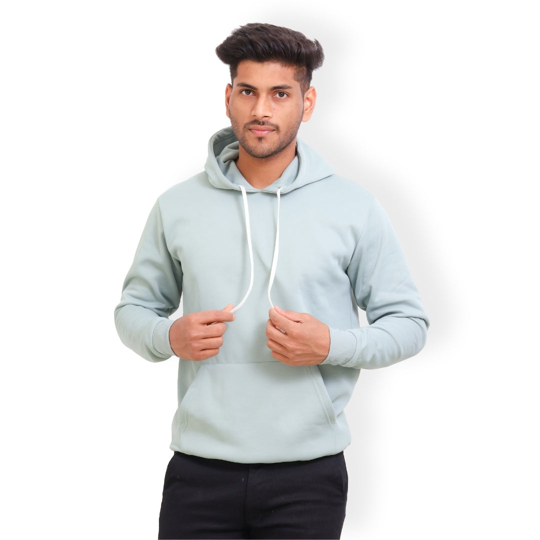 Men Solid Regular Fit Hoodie Green