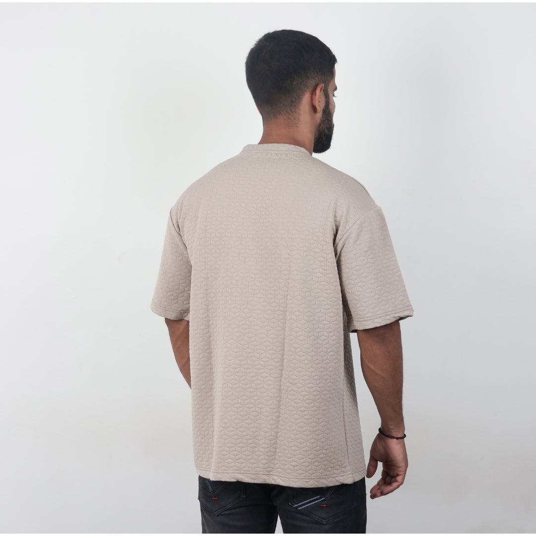 Men Textured oversized T-shirt Beige