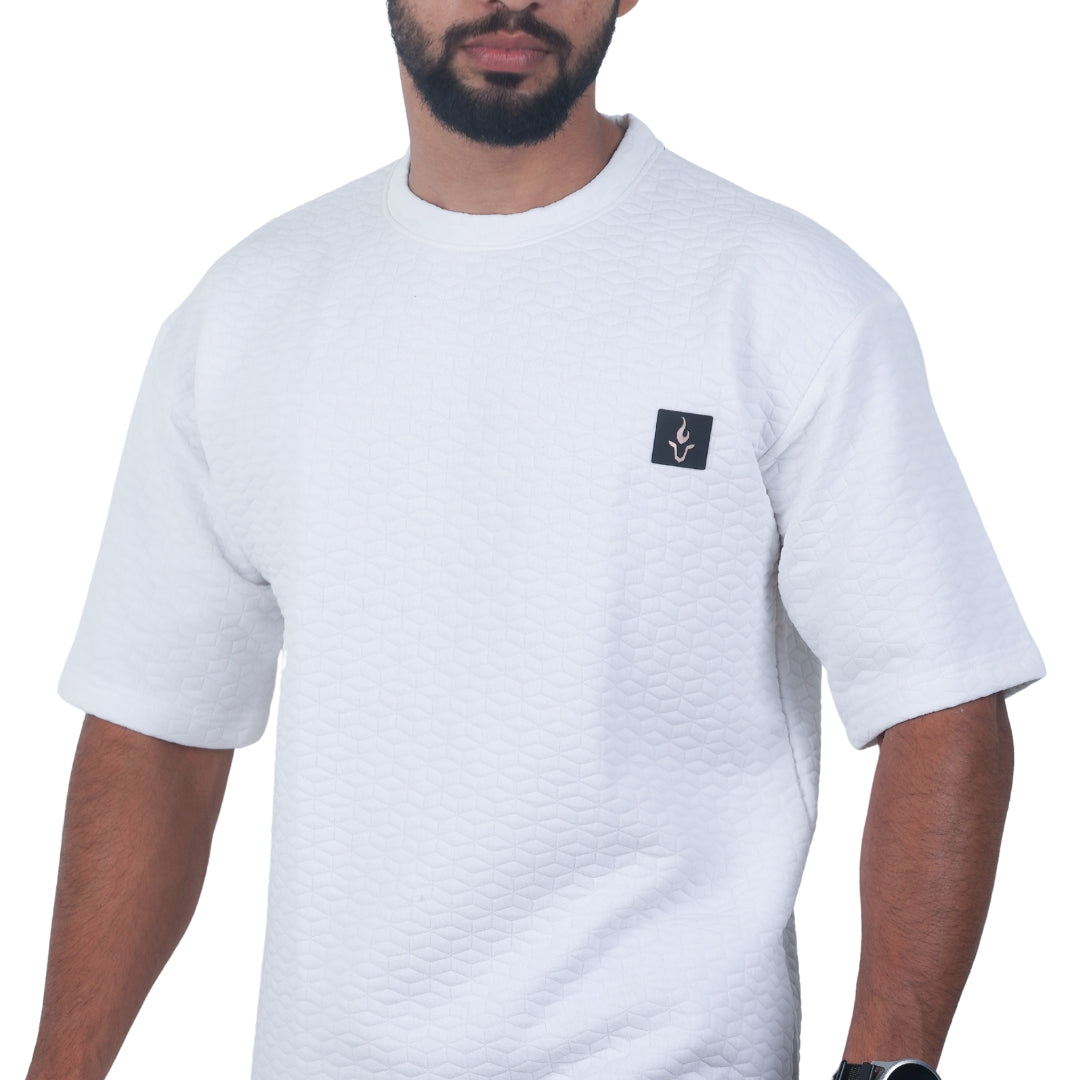 Men Textured oversized T-shirt White