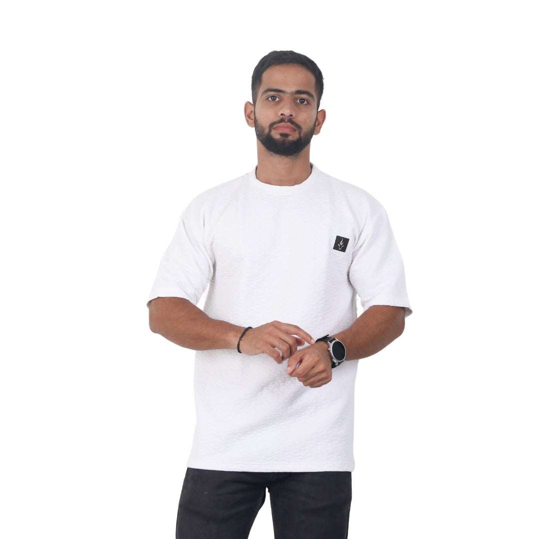 Men Textured oversized T-shirt White