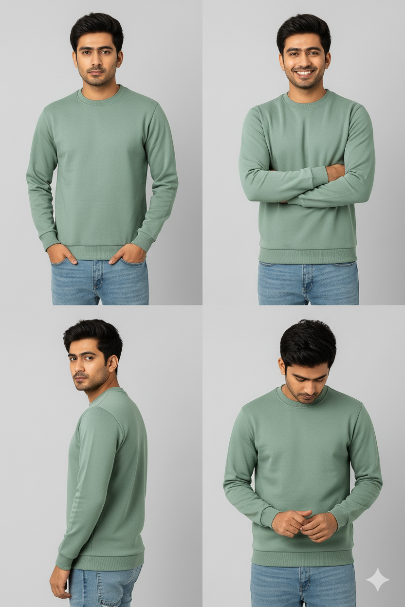 Men’s Solid Sweatshirt | Heavy 3-Thread Winter Sweatshirt | Warm & Comfortable