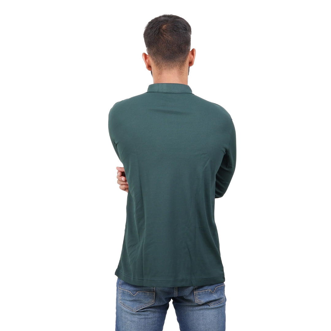 Men Polo T-Shirt Full Sleeves Dark Green