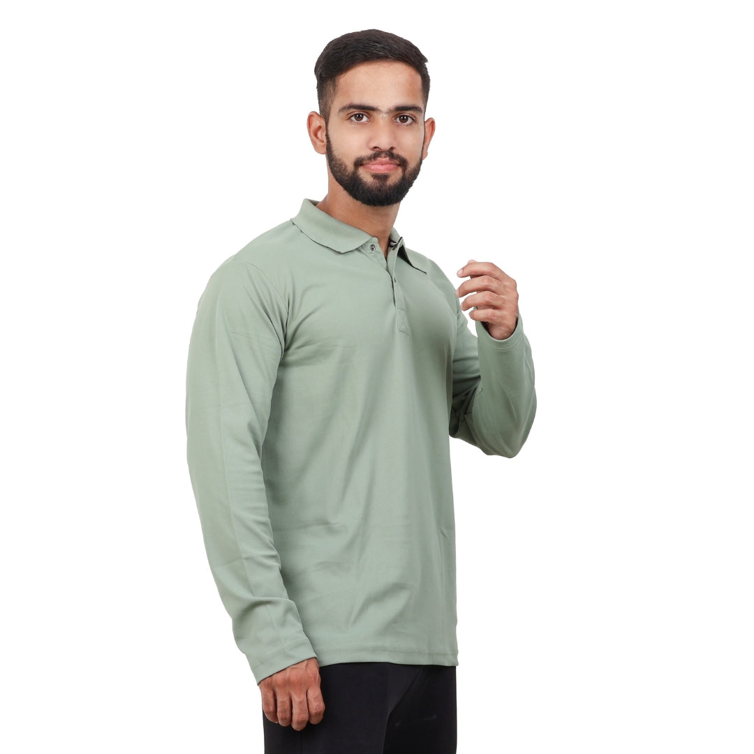 Men Polo T-Shirt Full Sleeves Pista Green