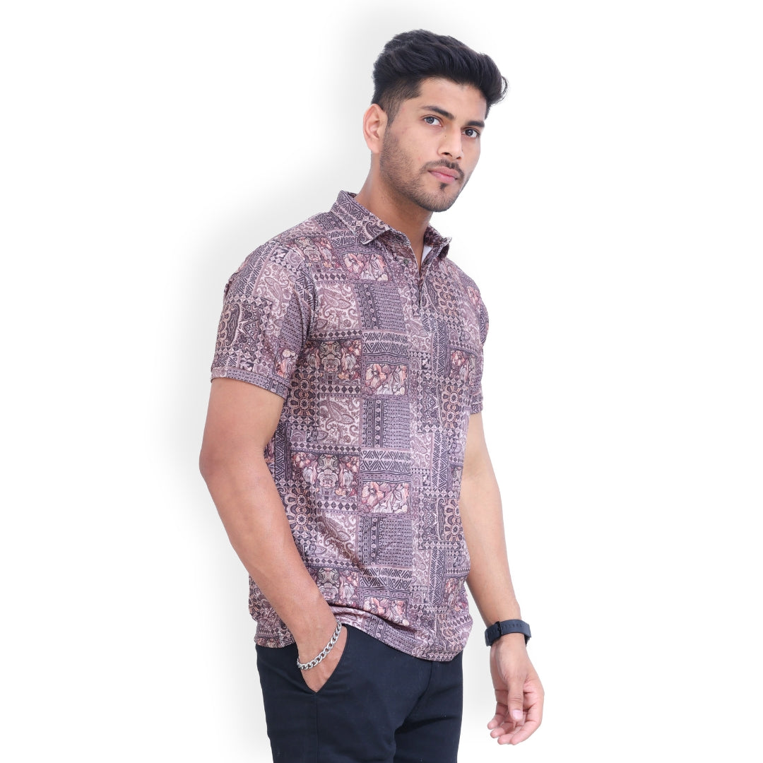 Printed 3 Button Polo T-shirt for Men