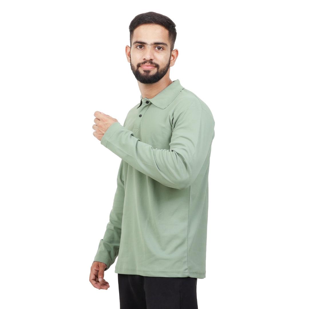 Men Polo T-Shirt Full Sleeves Pista Green