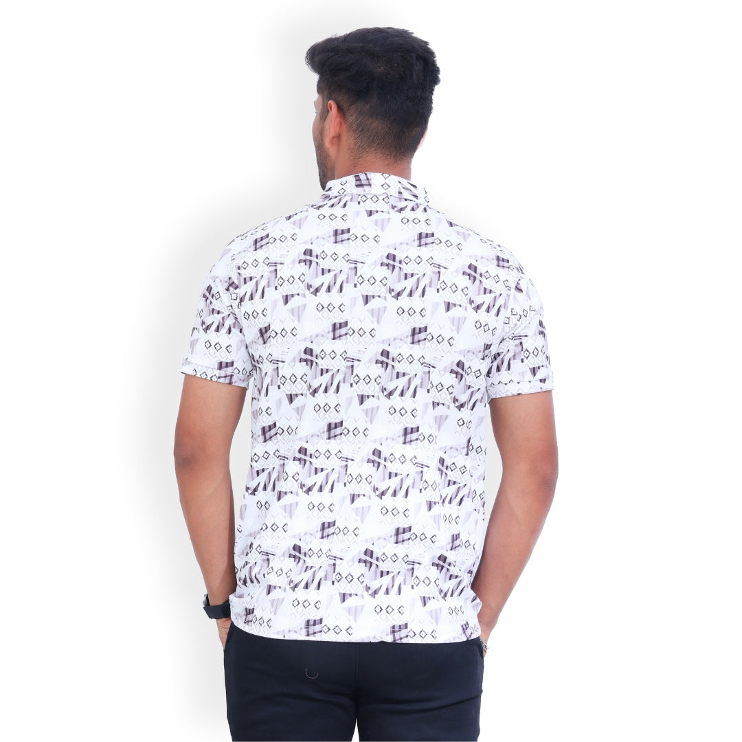 Printed 3 Button Polo T-shirt for Men White