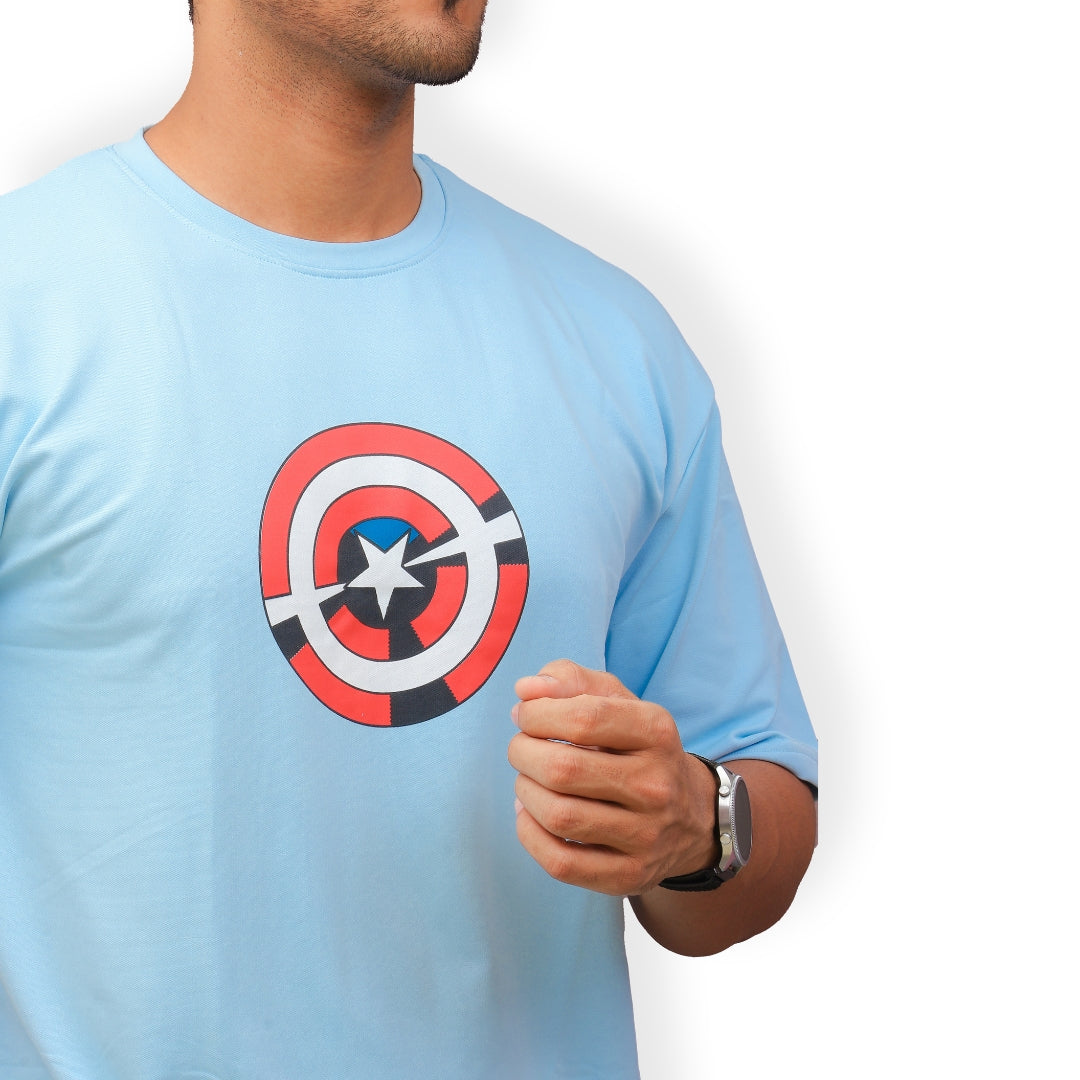 Front & Back print Oversized T-shirt Blue