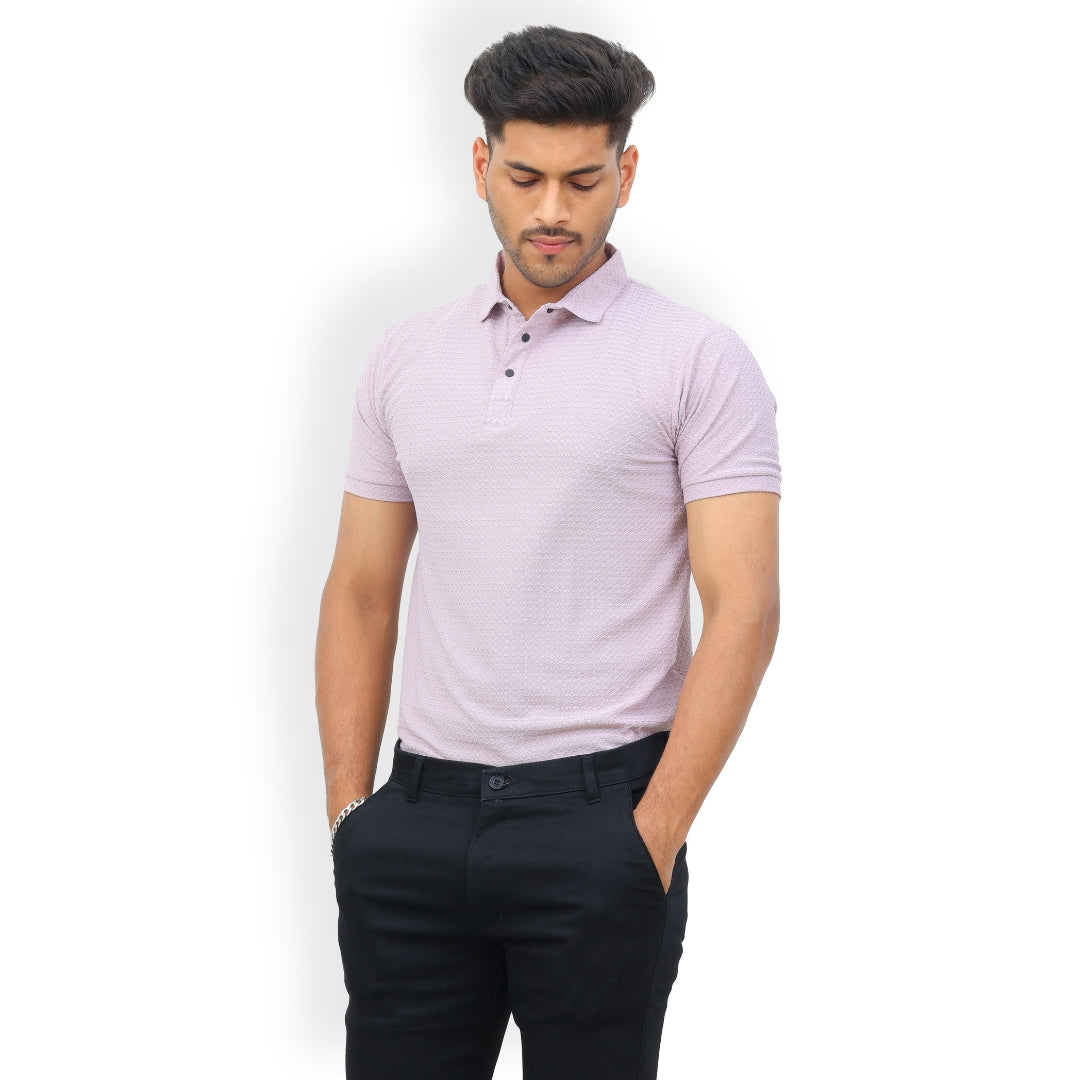 Textured Polo T-shirt for Men Lavender