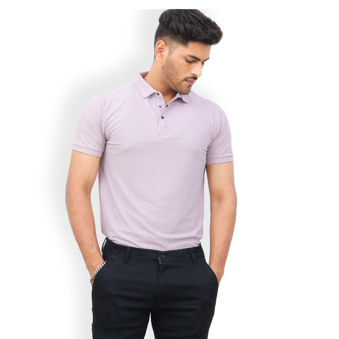 Textured Polo T-shirt for Men Lavender