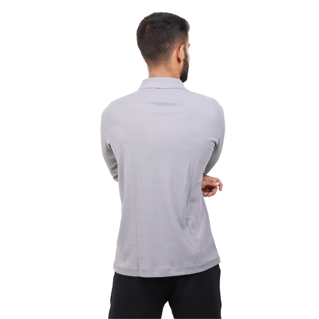 Men Polo T-Shirt Full Sleeves Grey