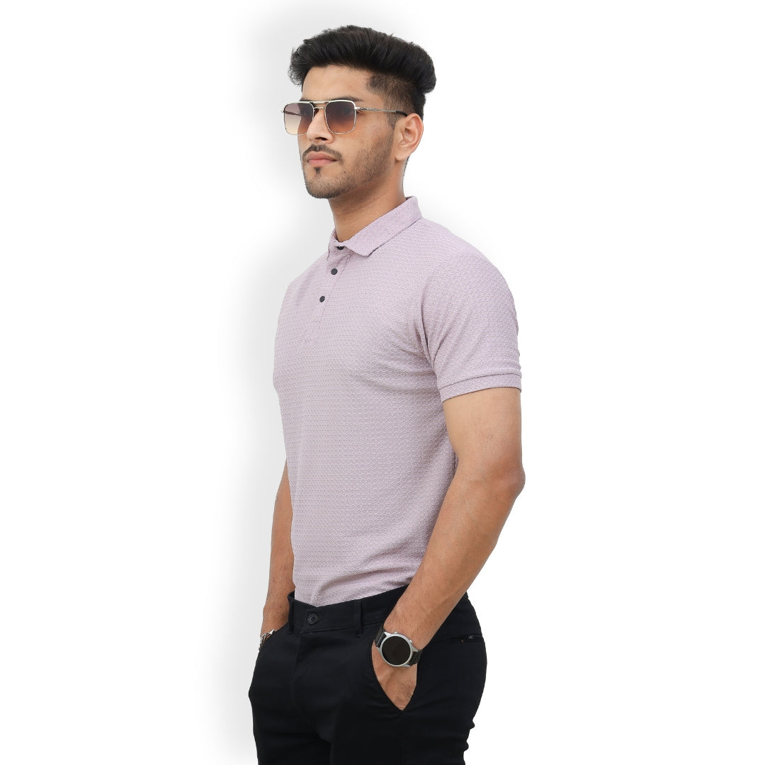 Textured Polo T-shirt for Men Lavender