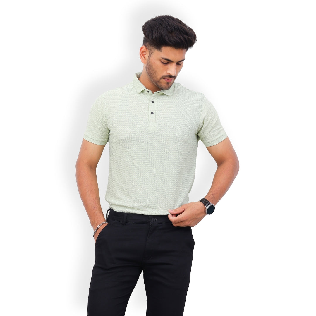 Textured Polo T-shirt for Men Green