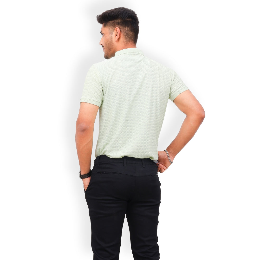 Textured Polo T-shirt for Men Green