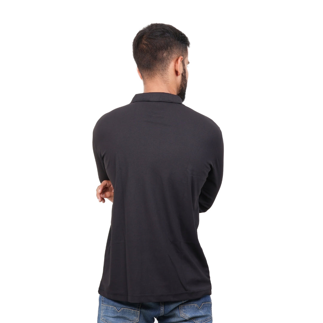 Men Polo T-Shirt Full Sleeves Black