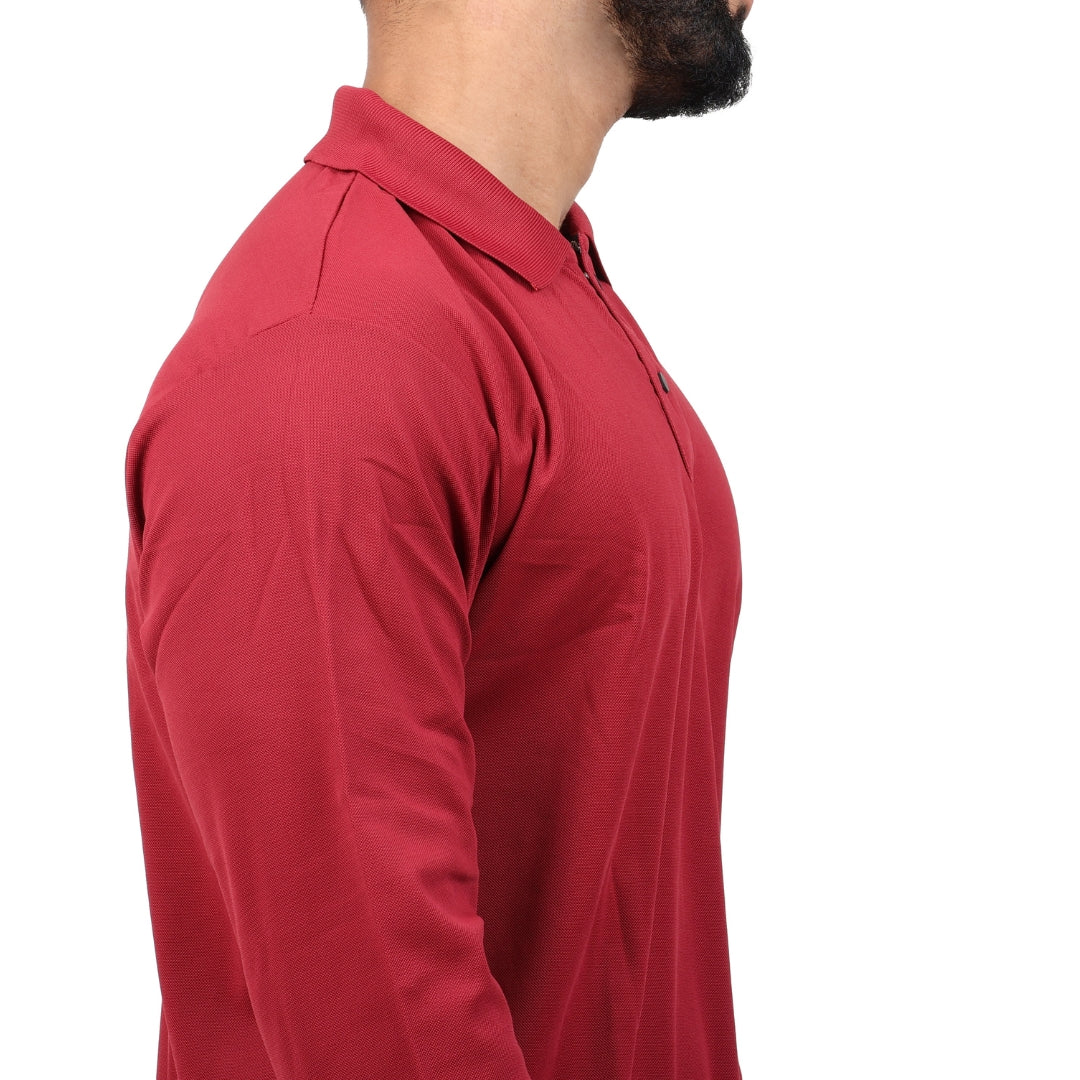 Men Polo T-Shirt Full Sleeves Red