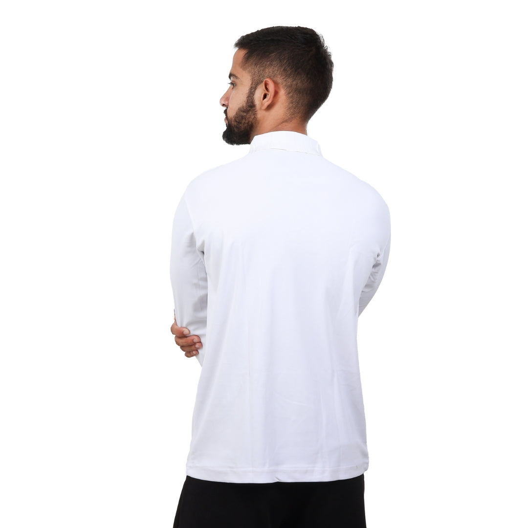 Men Polo T-Shirt Full Sleeves White
