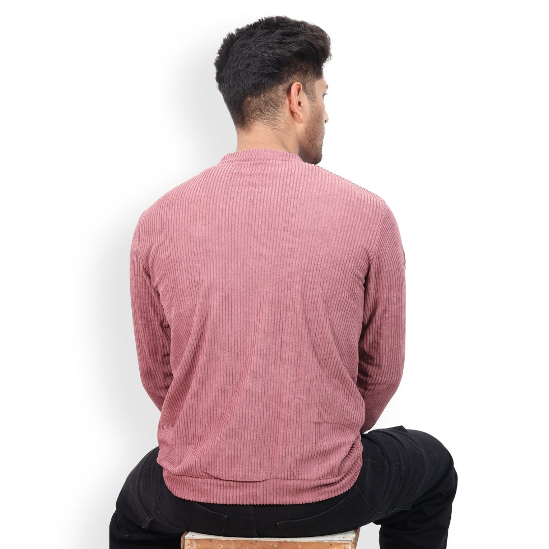 Corduroy Full Sleeves T-shirt for Men Pink