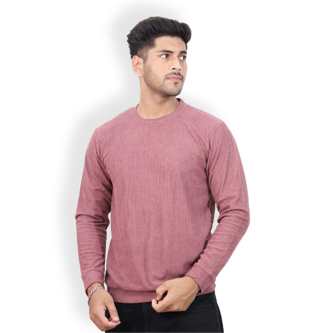 Corduroy Full Sleeves T-shirt for Men Pink