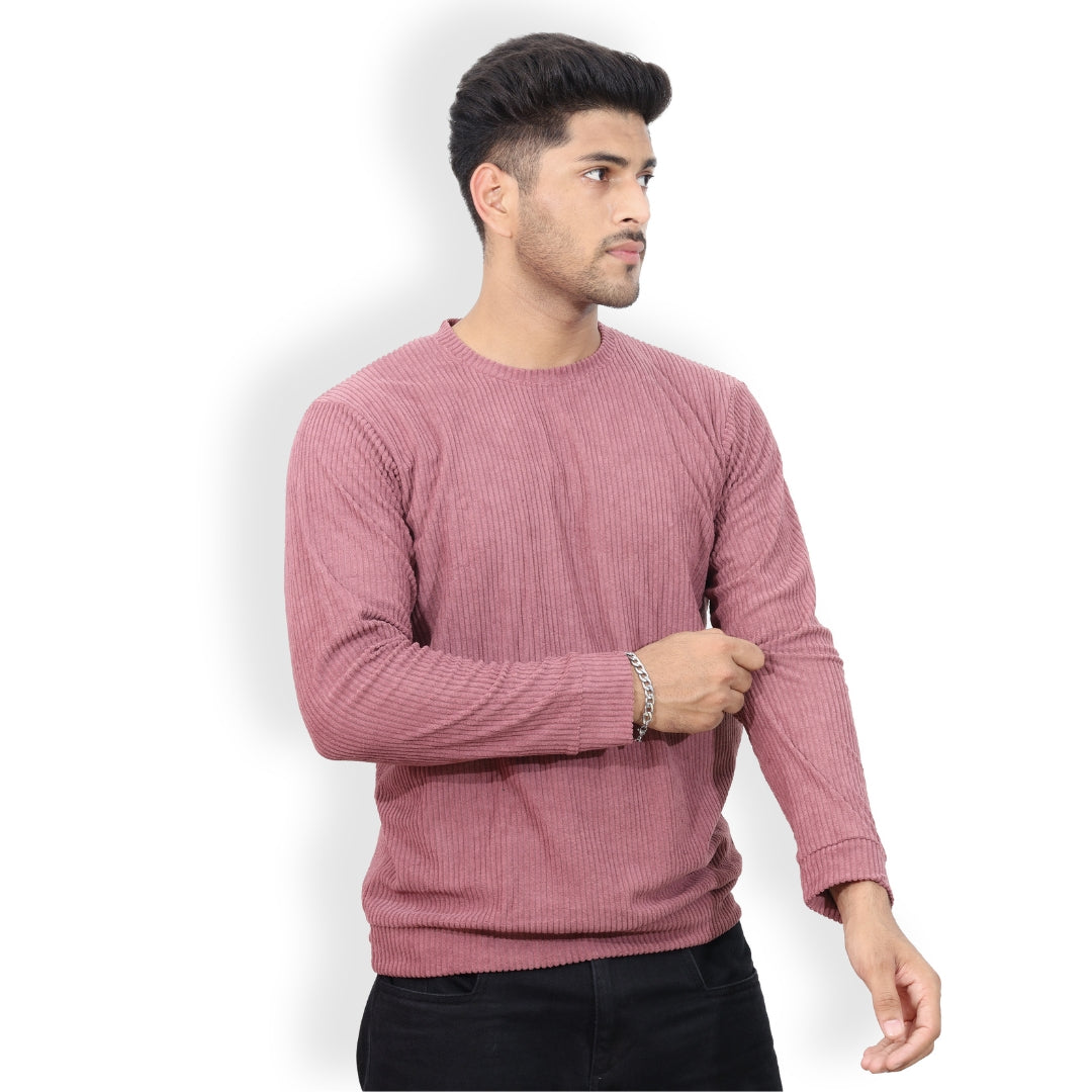 Corduroy Full Sleeves T-shirt for Men Pink