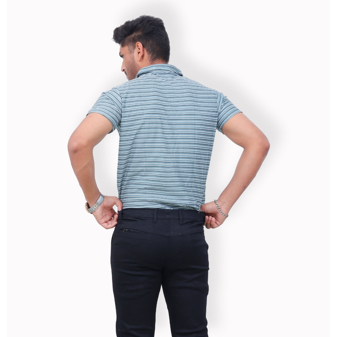 Men Half Zipper Polo T-Shirt Half Sleeves Green