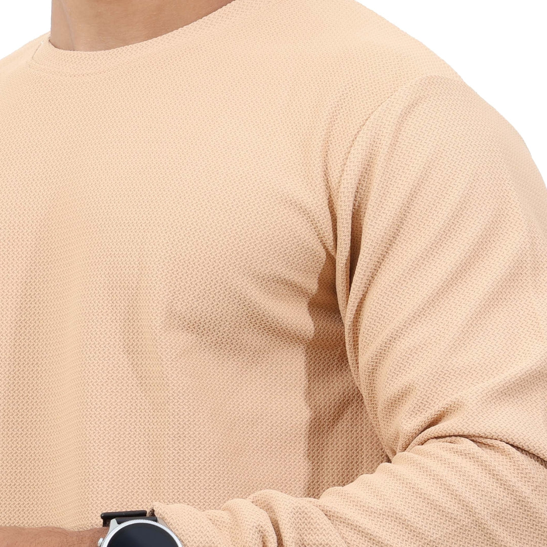 Textured Full Sleeves T-Shirt Cream