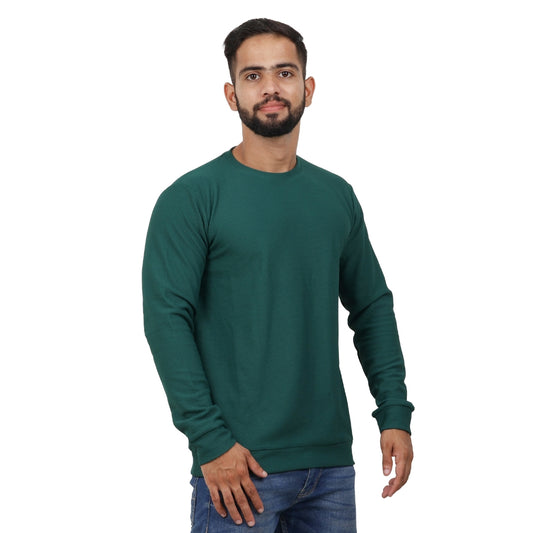 Textured Full Sleeves T-Shirt Dark Green