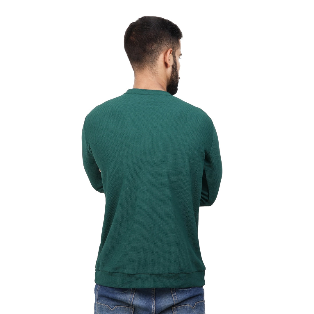 Textured Full Sleeves T-Shirt Dark Green