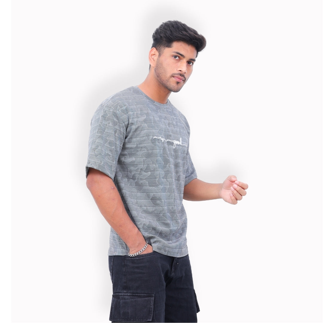 Life is Good Oversized T-shirt for Men Grey