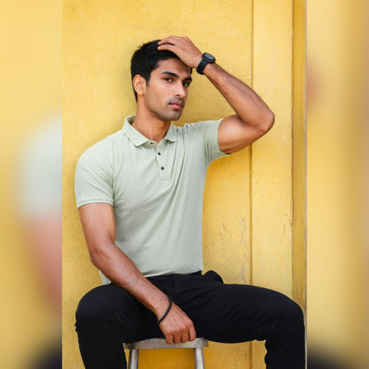 Textured Polo T-shirt for Men Green