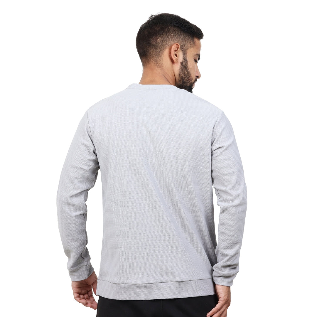 Textured Full Sleeves T-Shirt Grey