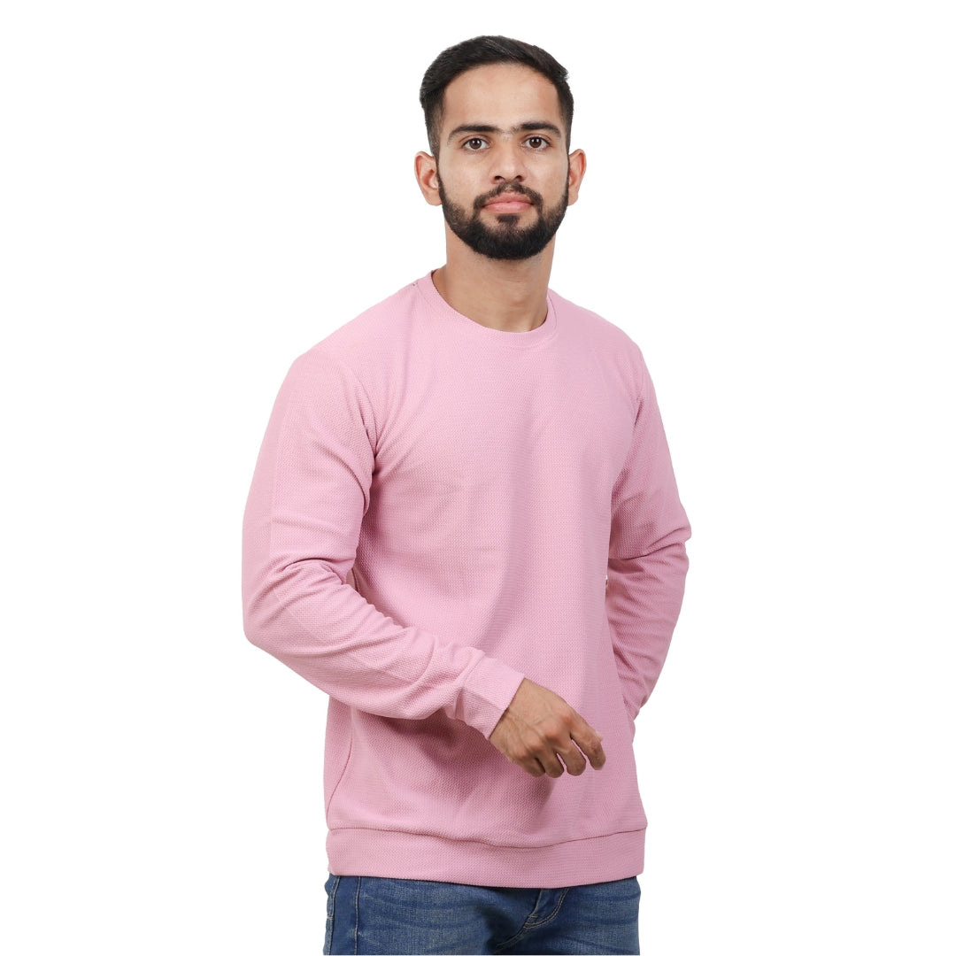 Textured Full Sleeves T-Shirt Pink