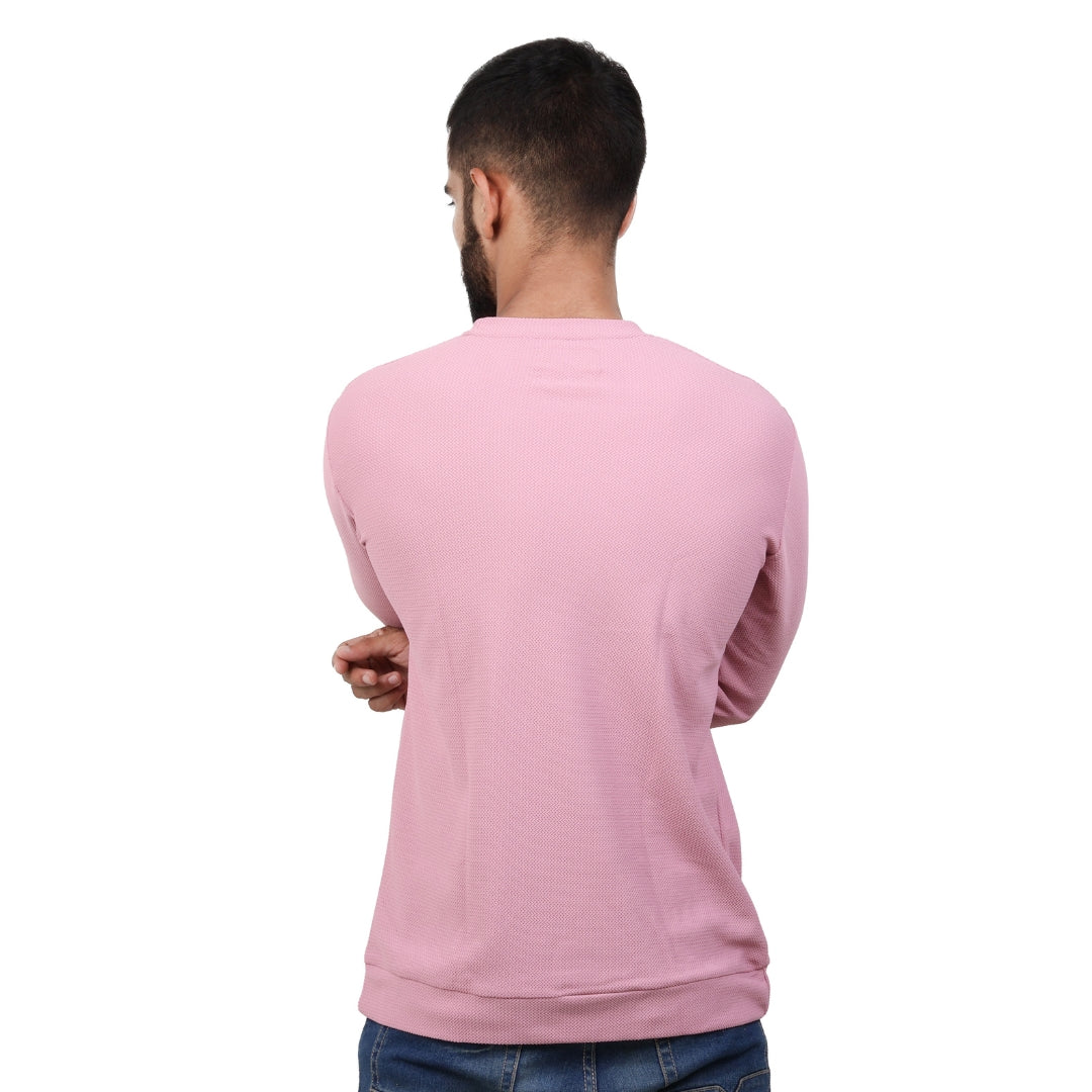 Textured Full Sleeves T-Shirt Pink