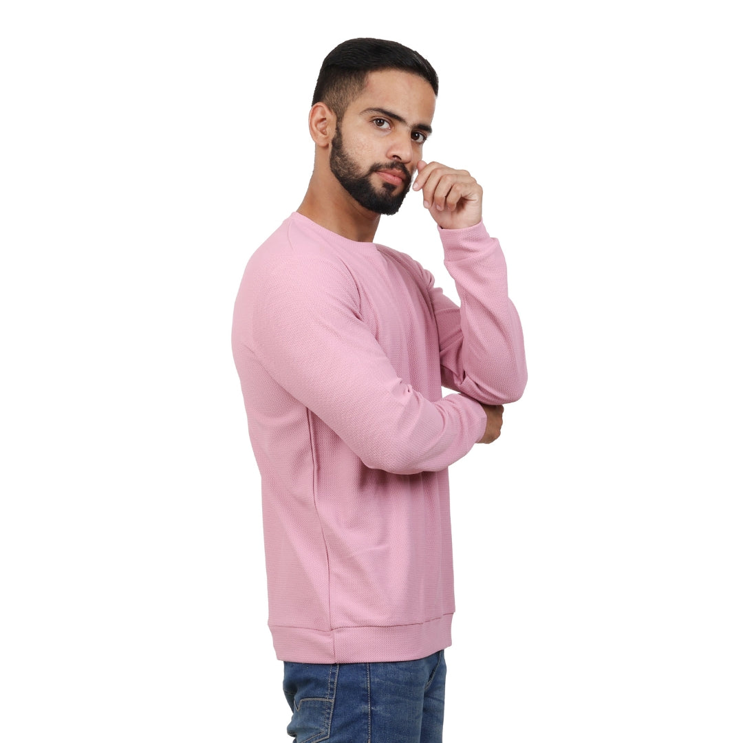 Textured Full Sleeves T-Shirt Pink