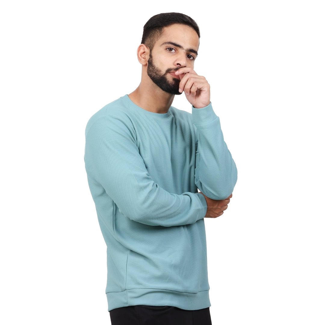 Textured Full Sleeves T-Shirt Sky