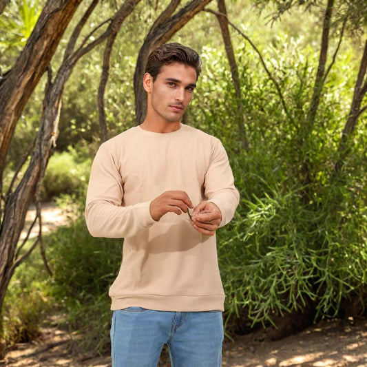 Textured Full Sleeves T-Shirt Cream